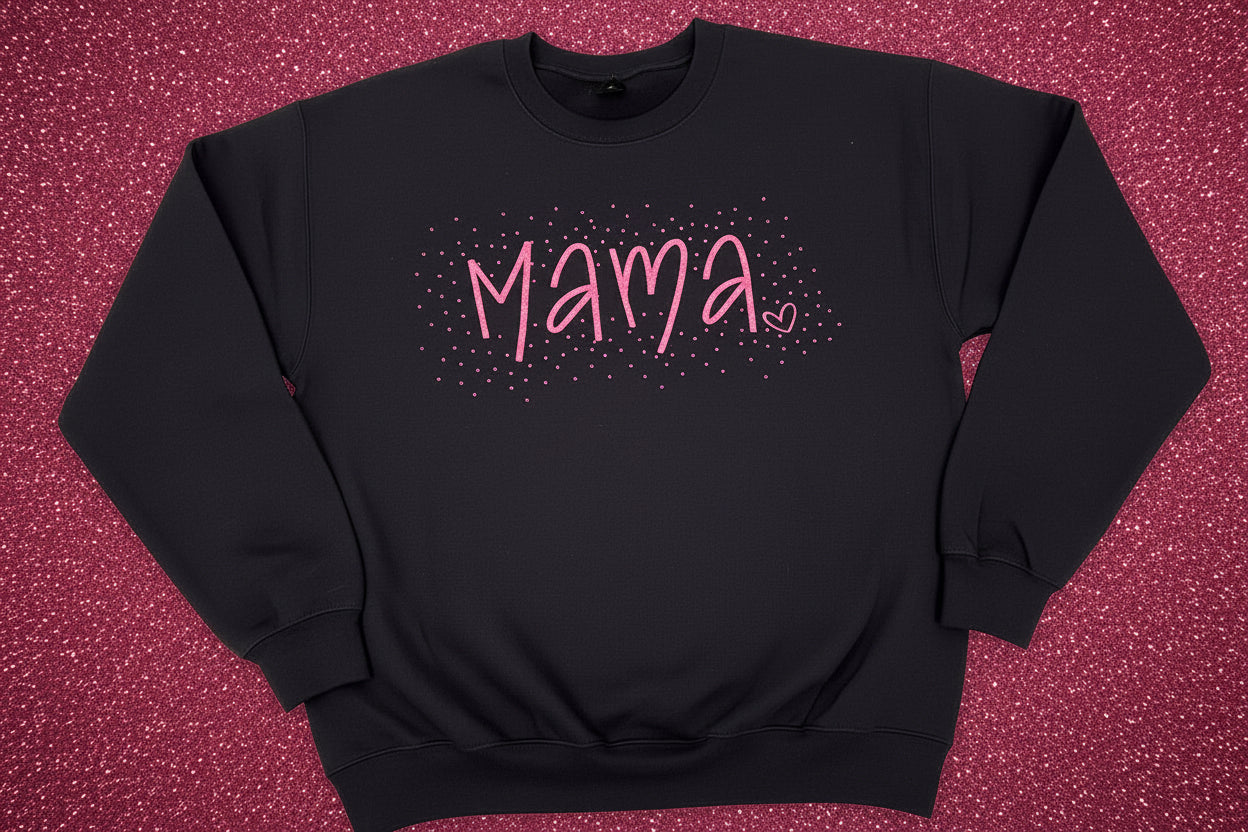 Sewing Memories Sparkle Pink “Mama” Sweatshirt