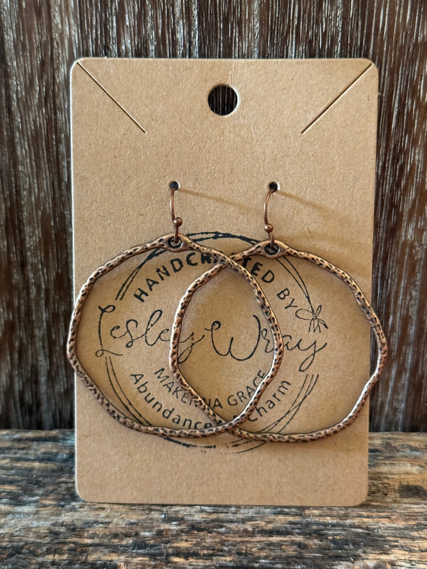 Hammered Copper Hoop Earrings