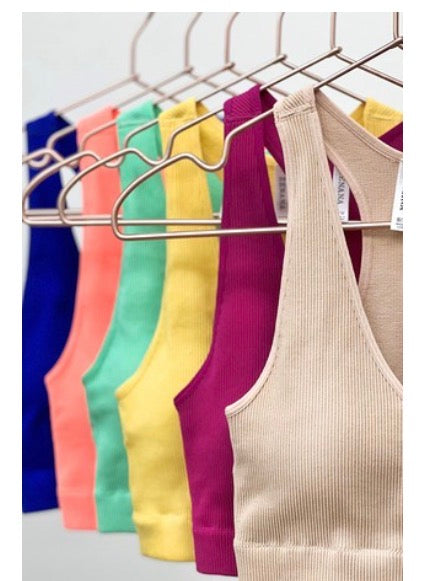 Ribbed Cropped Racerback Tank Top