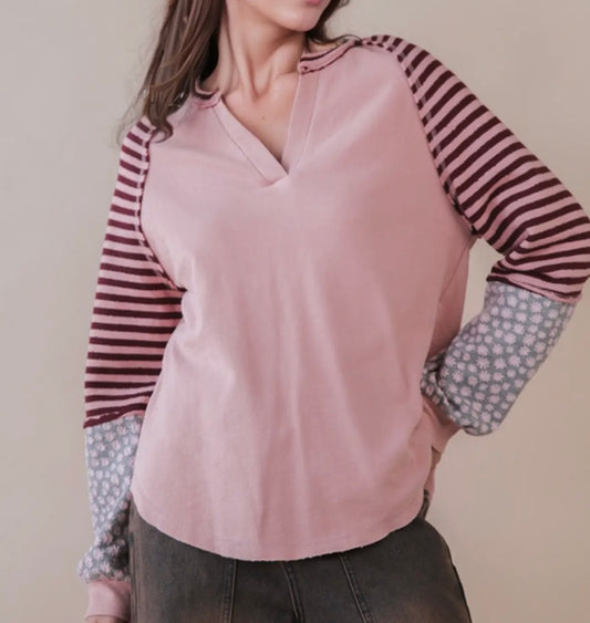 Fannie Floral and Striped Top