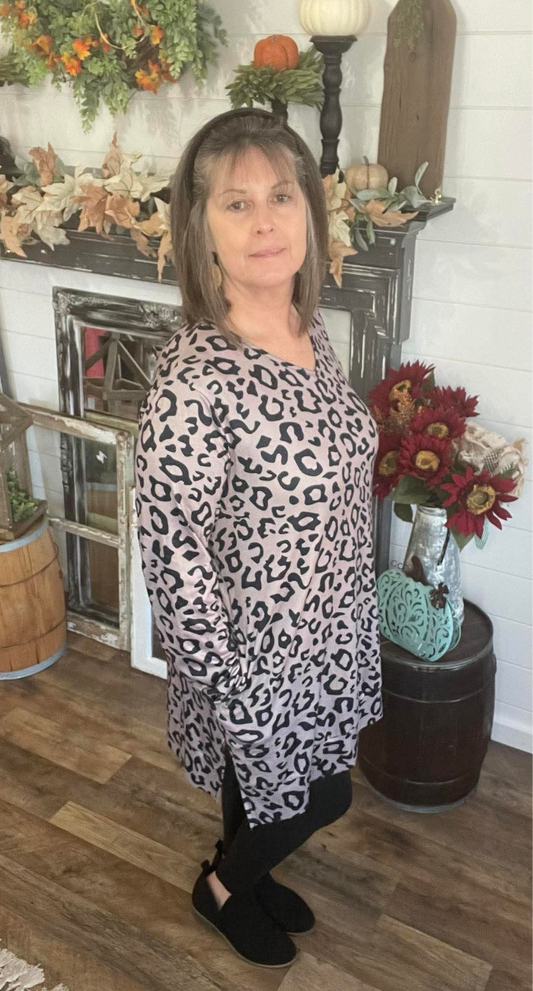 Leopard Long Sleeve Tunic Top