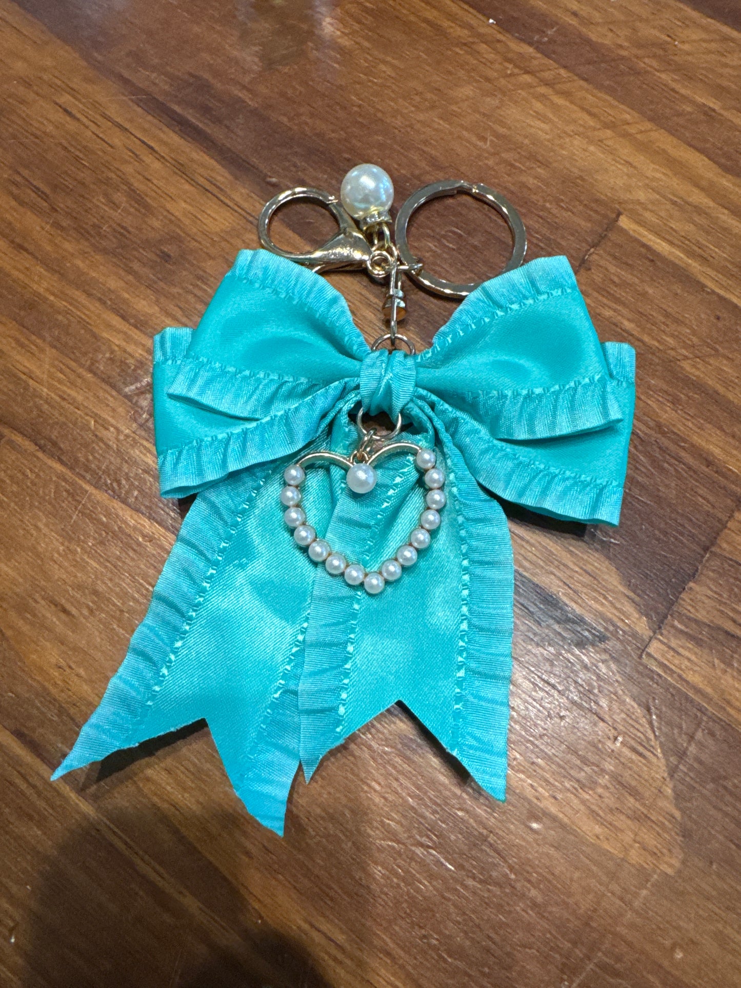 Bow Purse Charms with Pearl Hearts