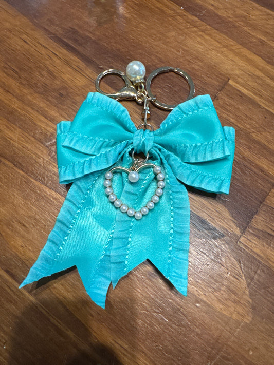 Bow Purse Charms with Pearl Hearts