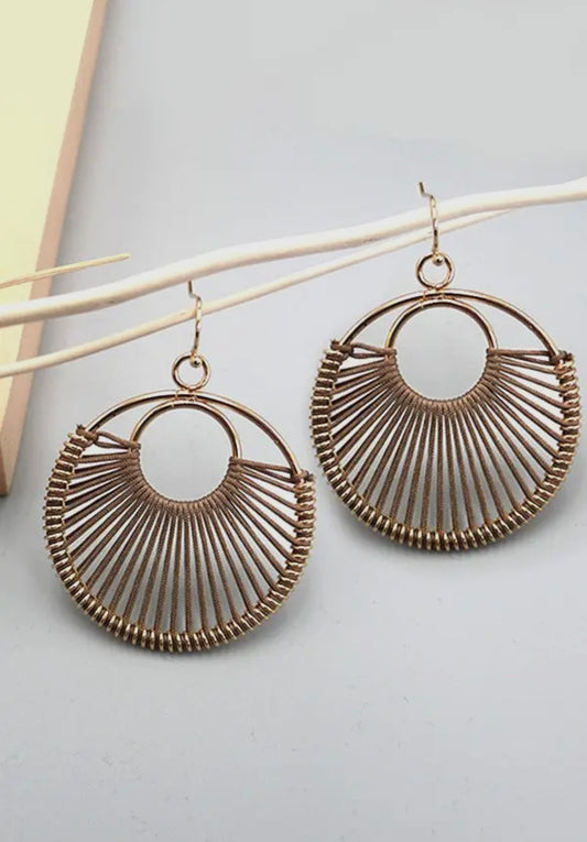 Boho String Brass Drop Earrings