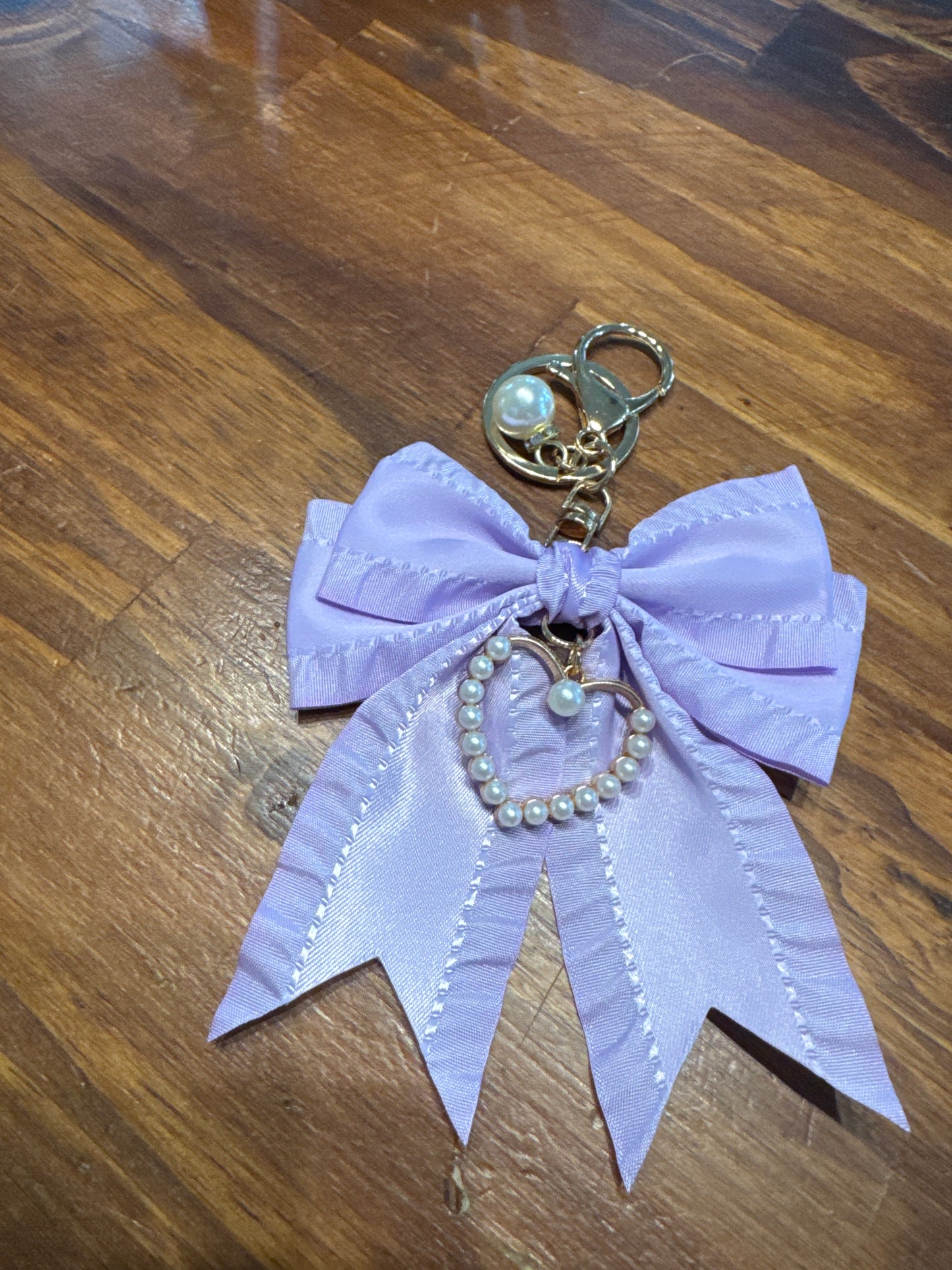Bow Purse Charms with Pearl Hearts