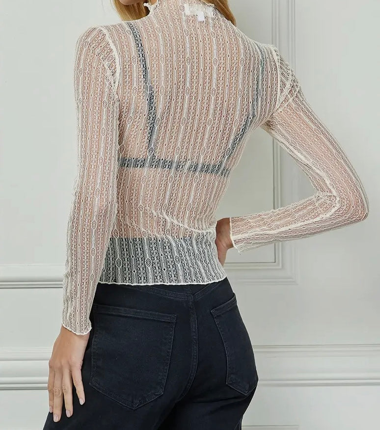 Sheer Lace Layering Long Sleeve Top