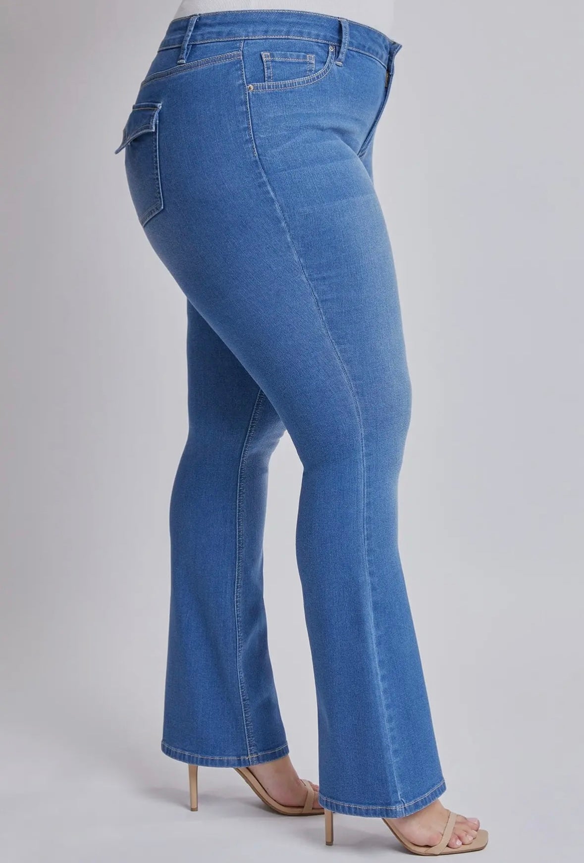 YMI Faux Pocket MR Bootcut Jeans-Plus