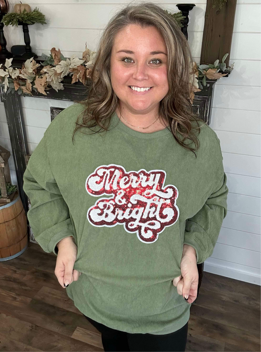 Merry and Bright Corded Sweatshirt