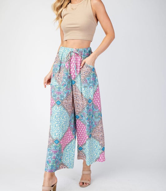 Pretty Patchwork Wide Leg Pants