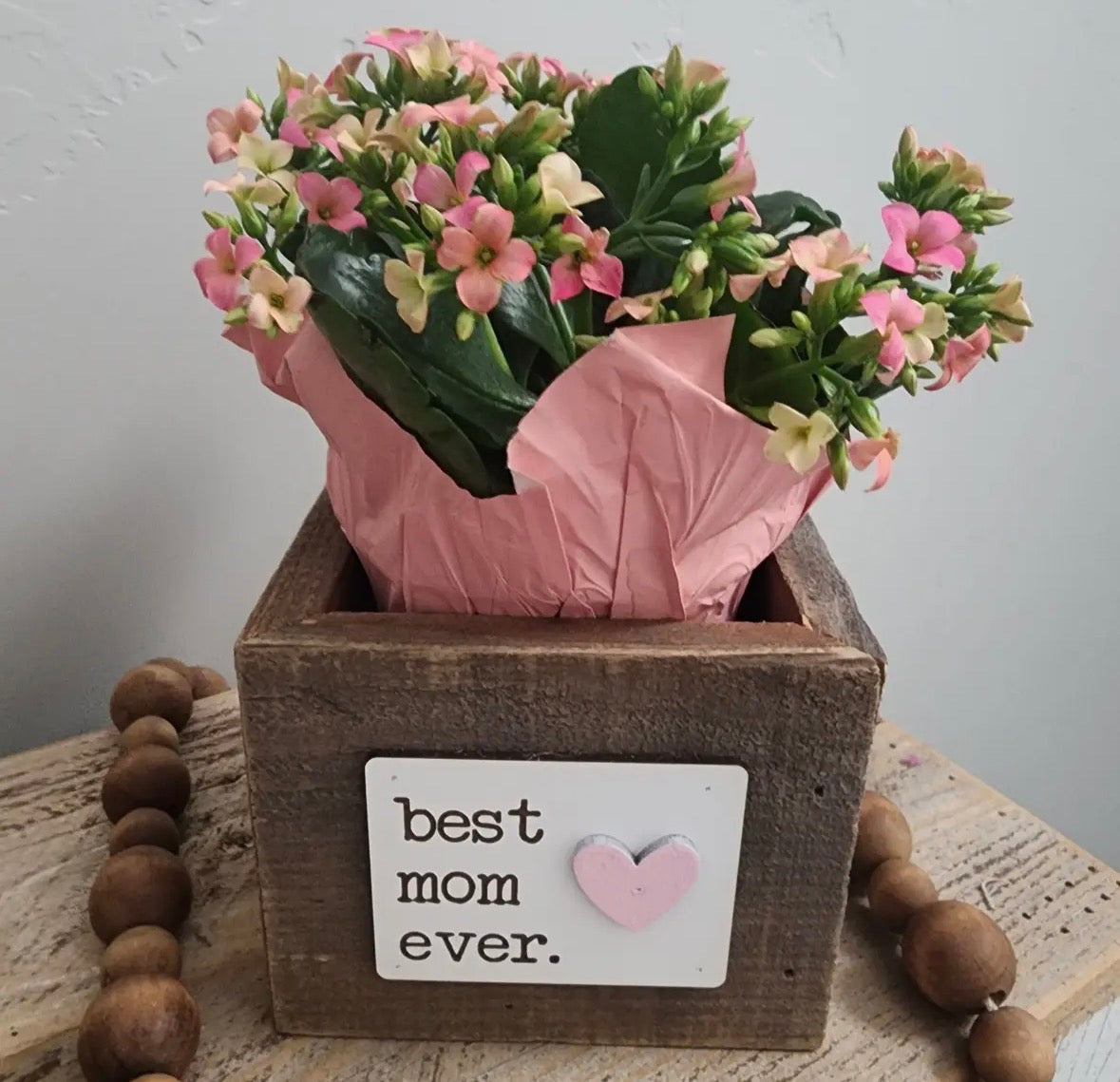 MOM Rustic Wooden Planter