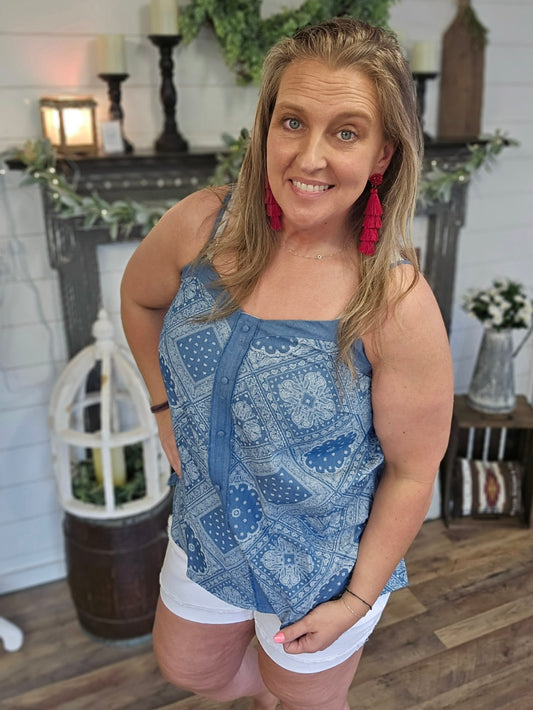 Charlee Chambray Tank Top