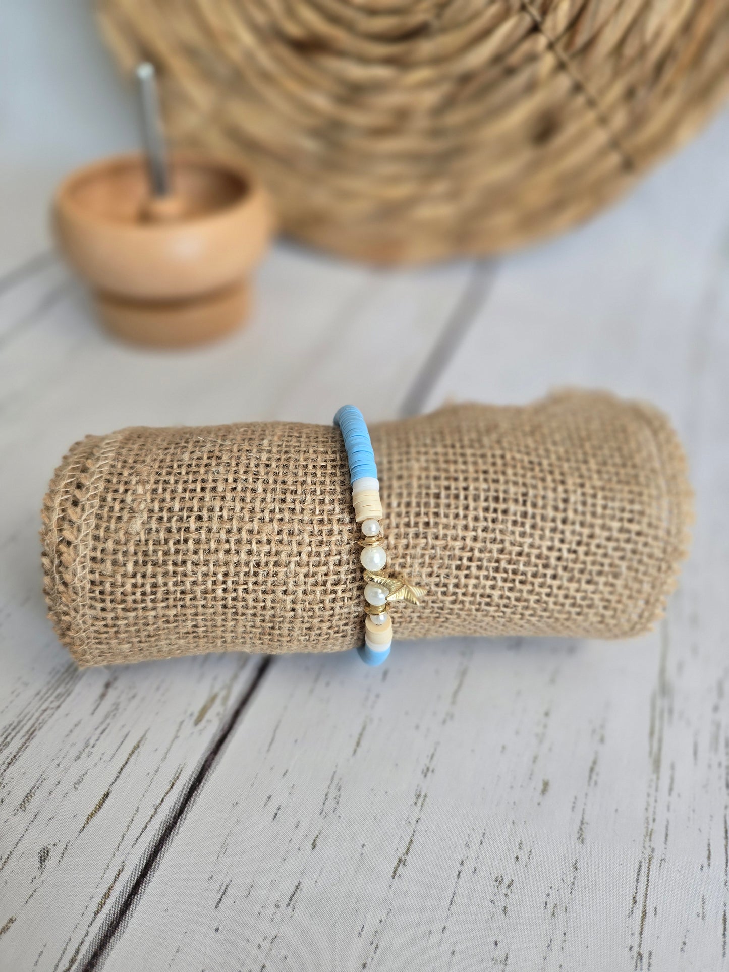 Beachy Star Clay Bead Bracelet