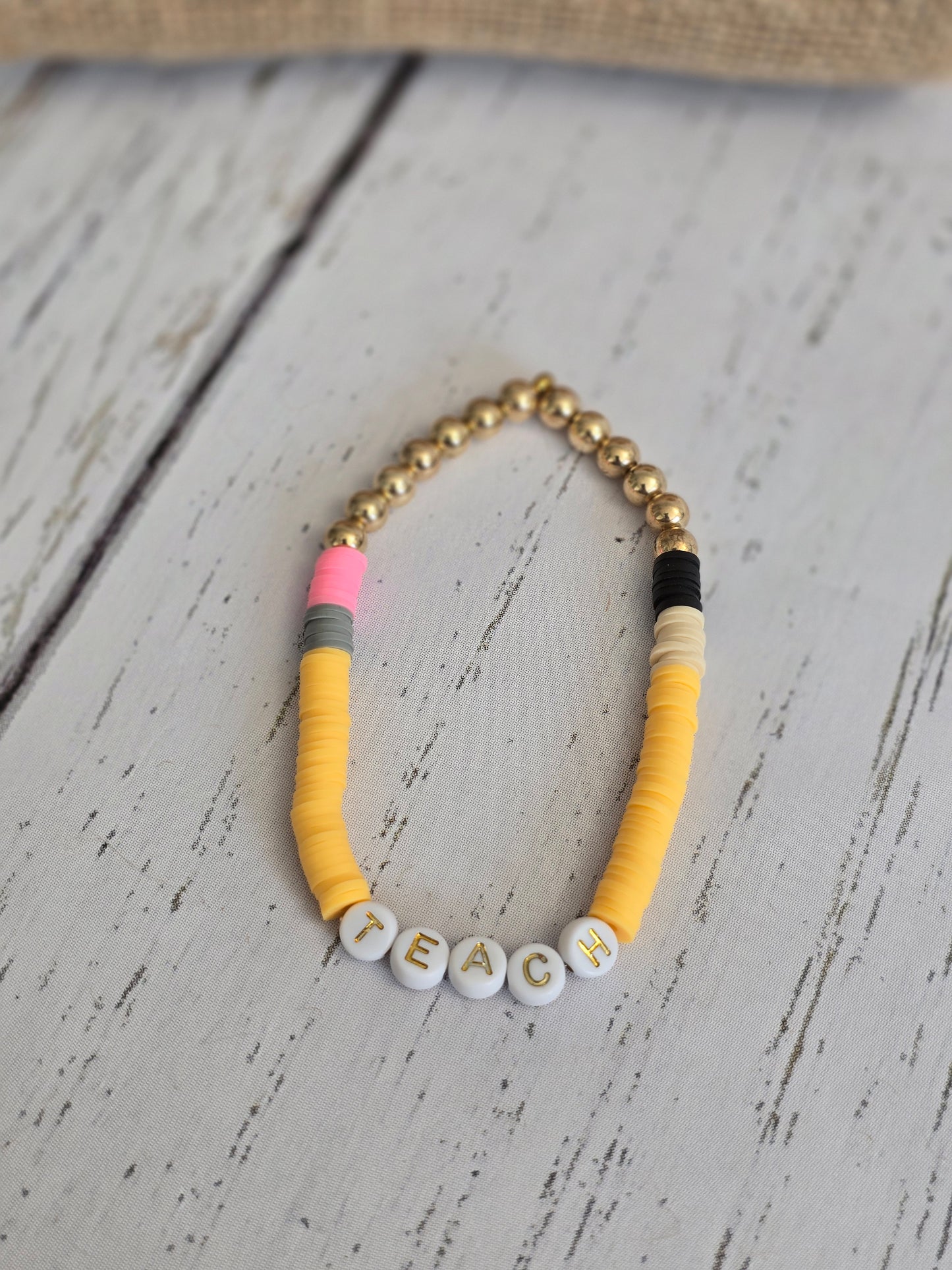 Teach Pencil Clay Bead Bracelet