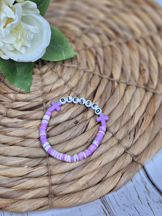 Purply Blessed Clay Bead Bracelet