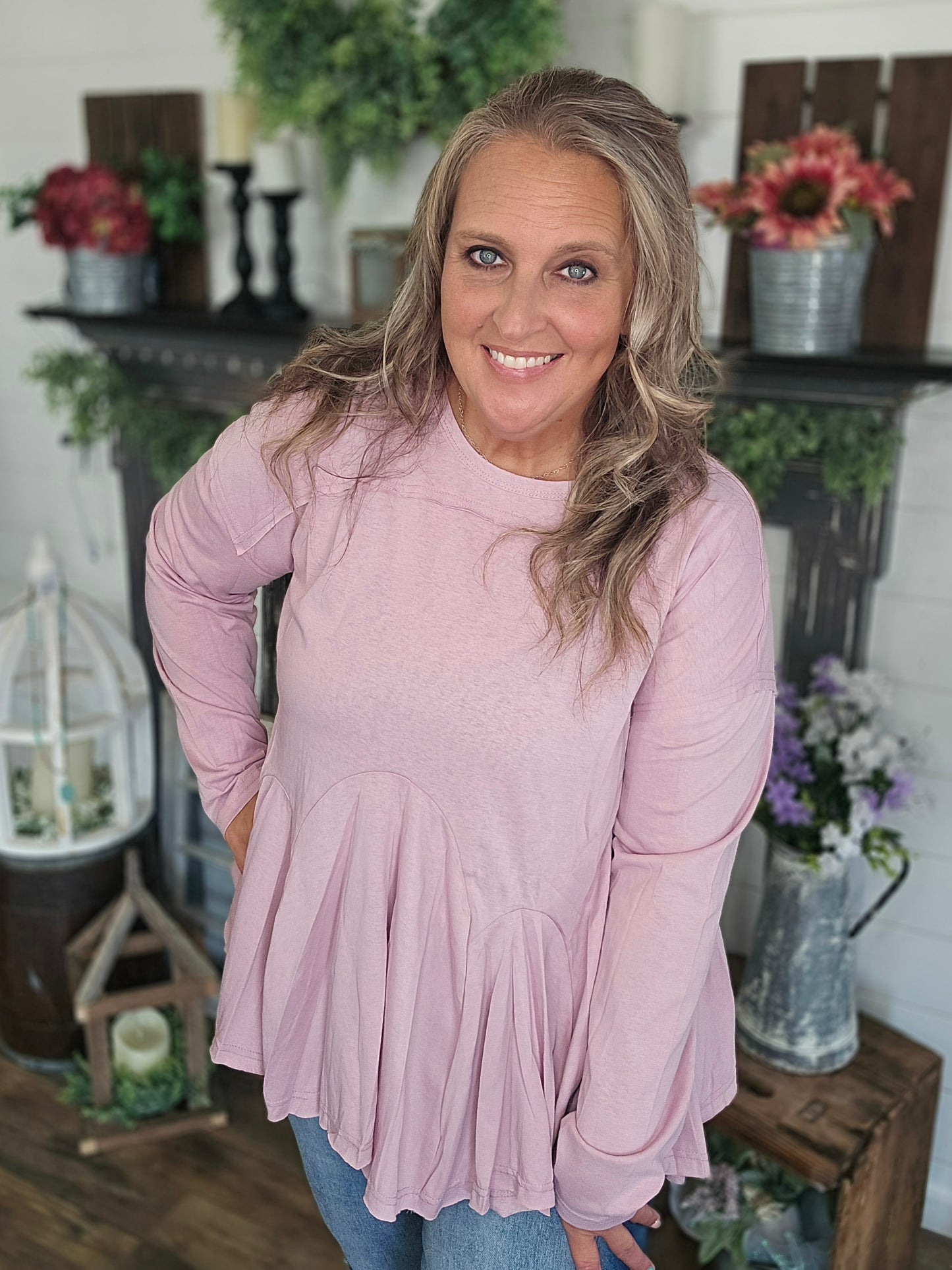 Pleat Bottom Tunic Top by Easel