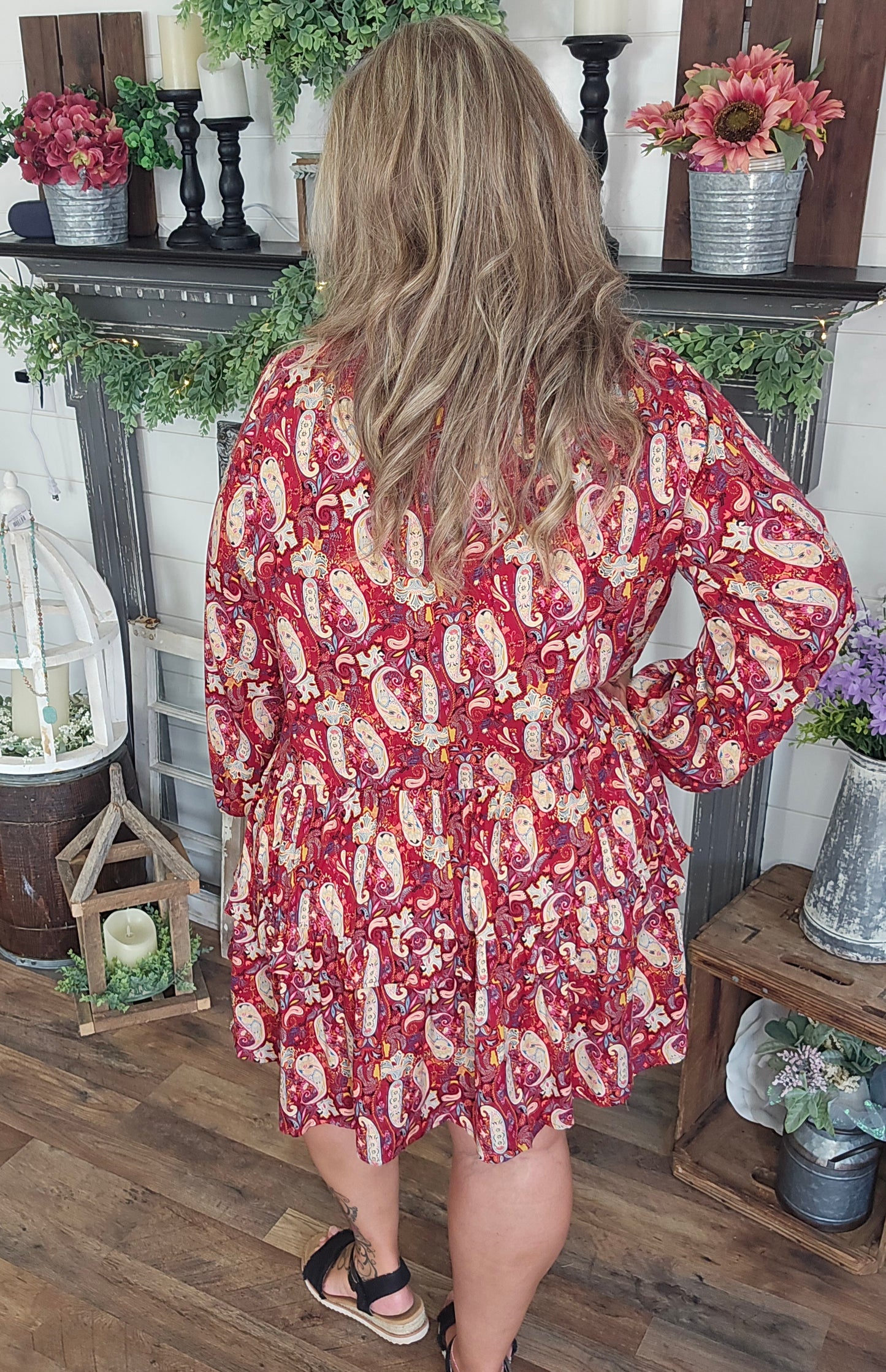 Paisley Print Challis Mini Dress by Easel