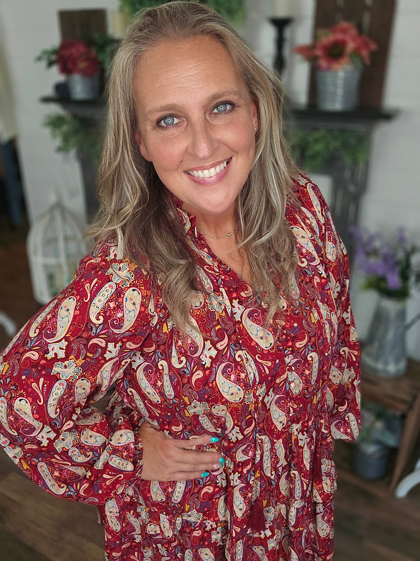 Paisley Print Challis Mini Dress by Easel