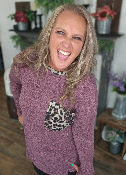 Hacci 2Tone Leopard Accent Tunic by Easel