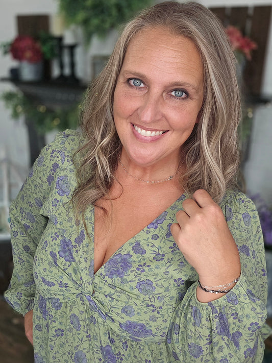 Floral Print Peplum Top by Easel