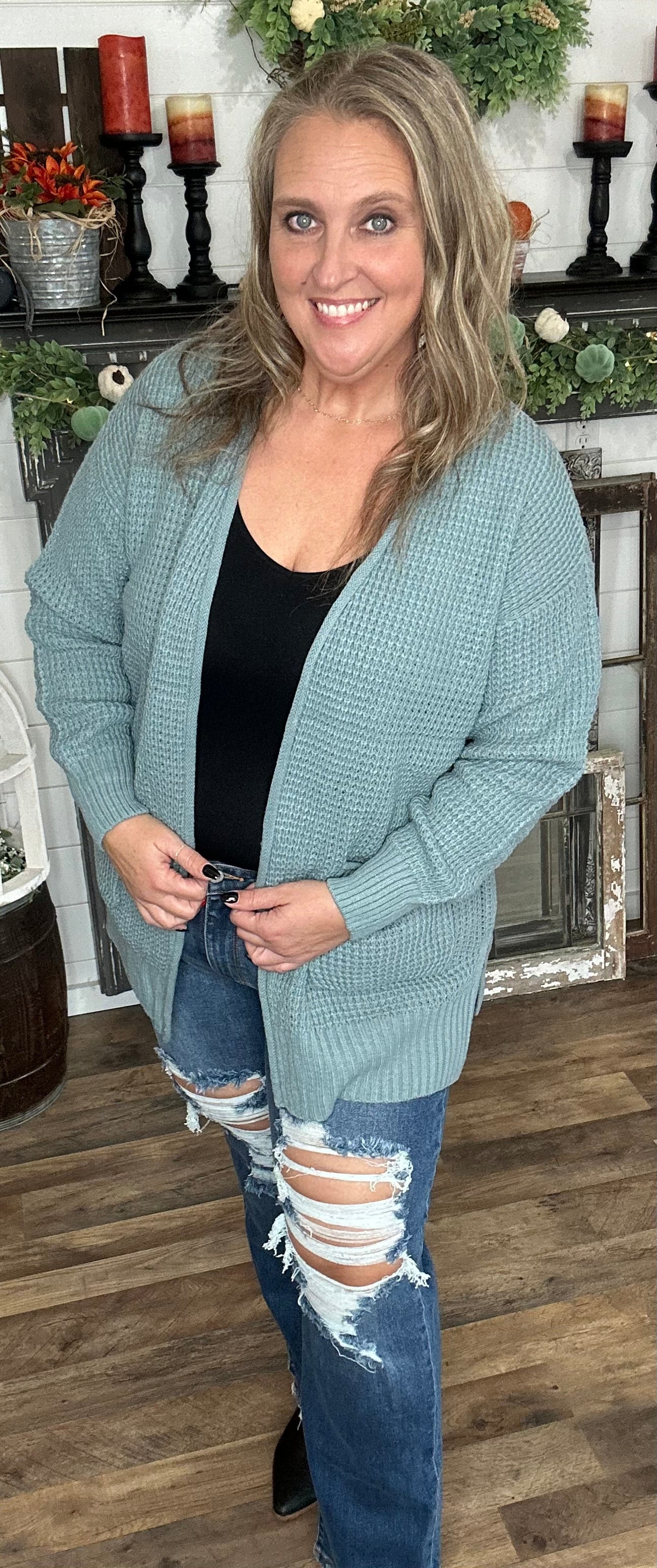 Want It Waffle Knit Cardigan Sweater