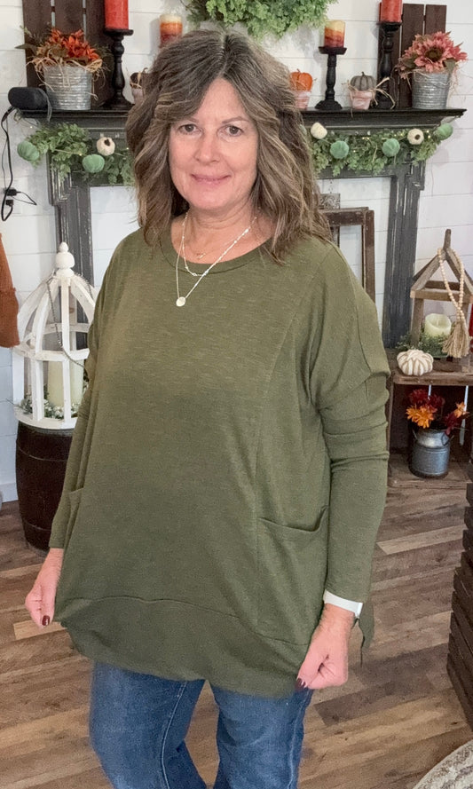 Willow Green Pocket Tunic Top