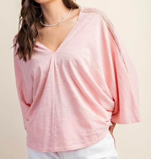Just Peachy V Neck Top