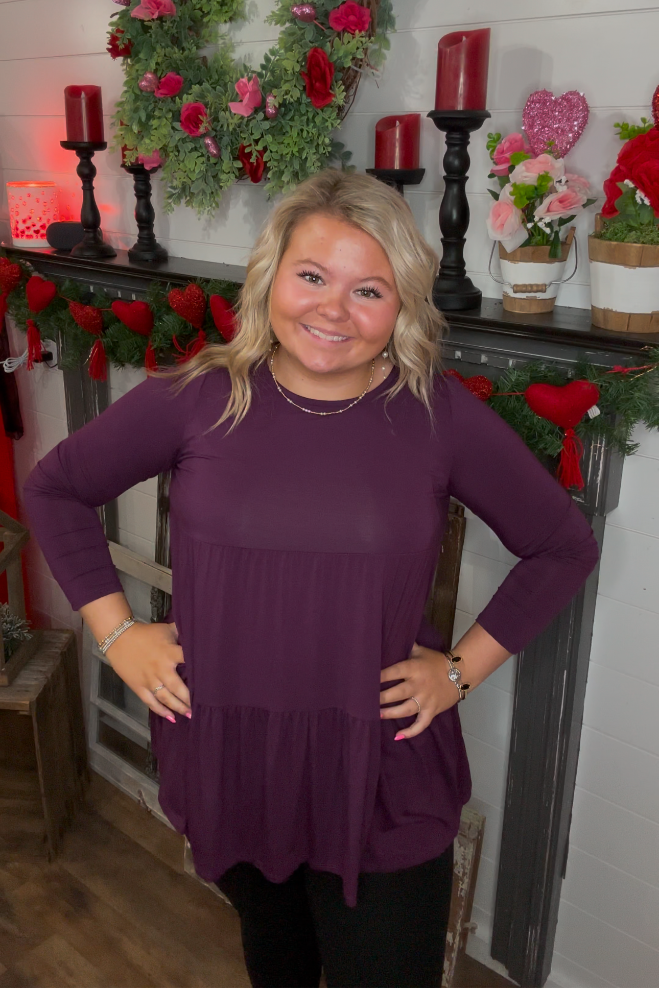 Plum Babydoll Tunic Top