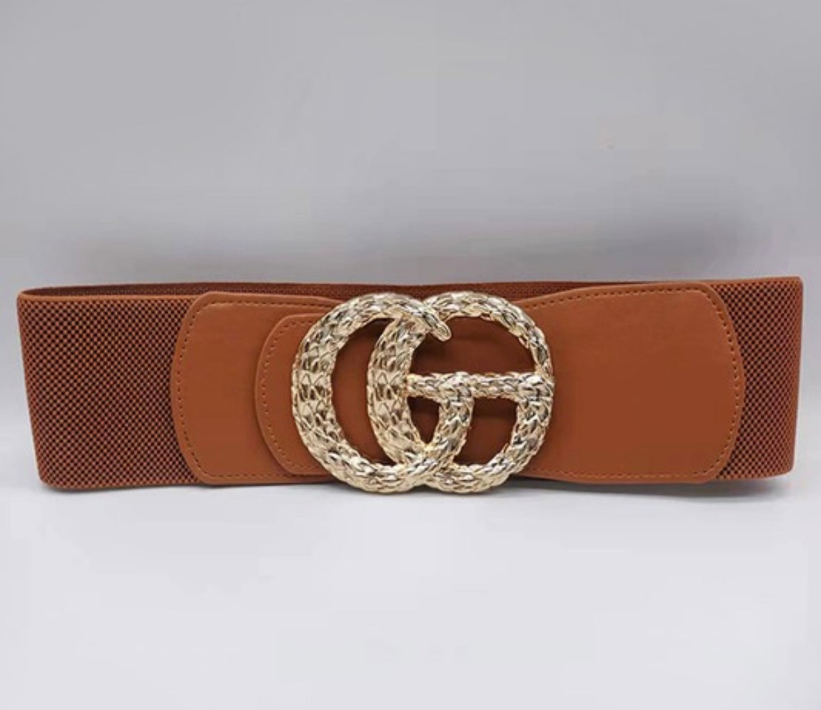 Gold Buckle Stretch Belt