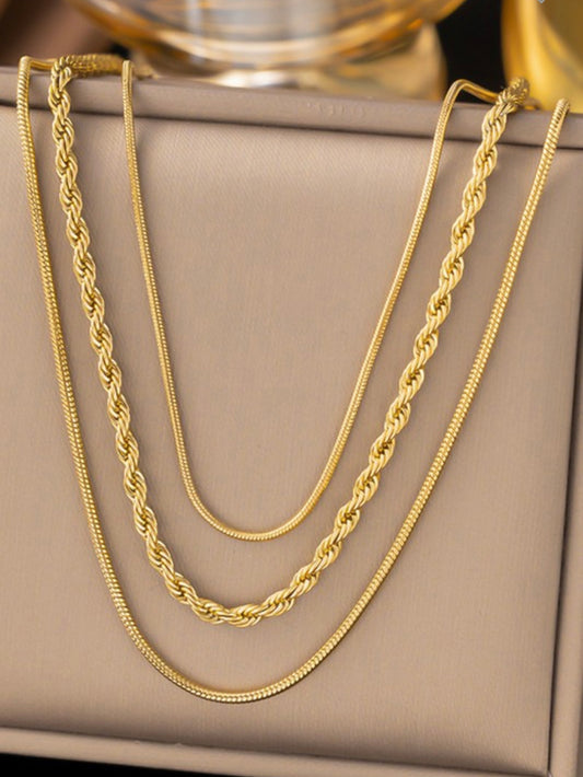 Triple Chain Gold Necklace