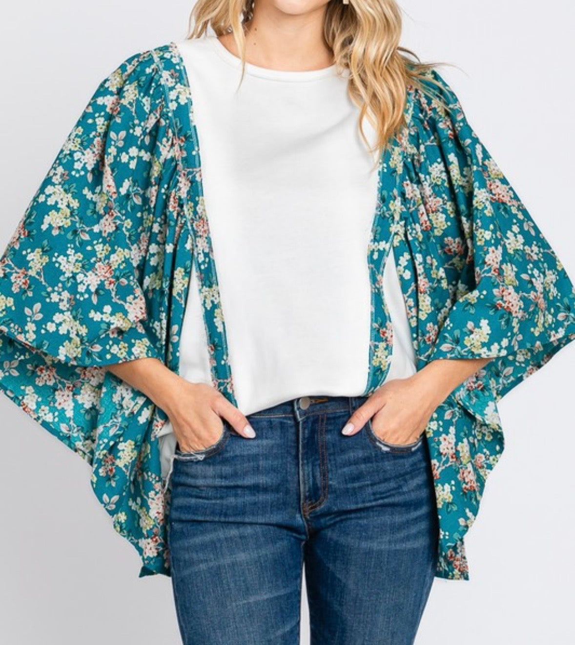 Floral Flutter Sleeve Blouse