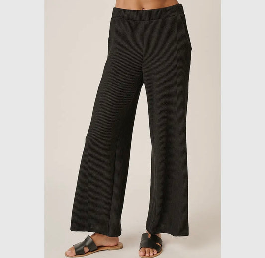 Ribbed Knit Wide Leg Pants