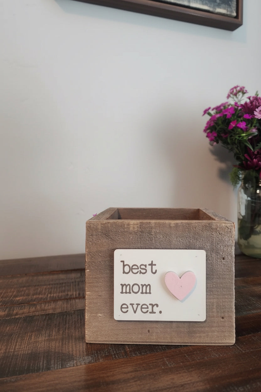 MOM Rustic Wooden Planter
