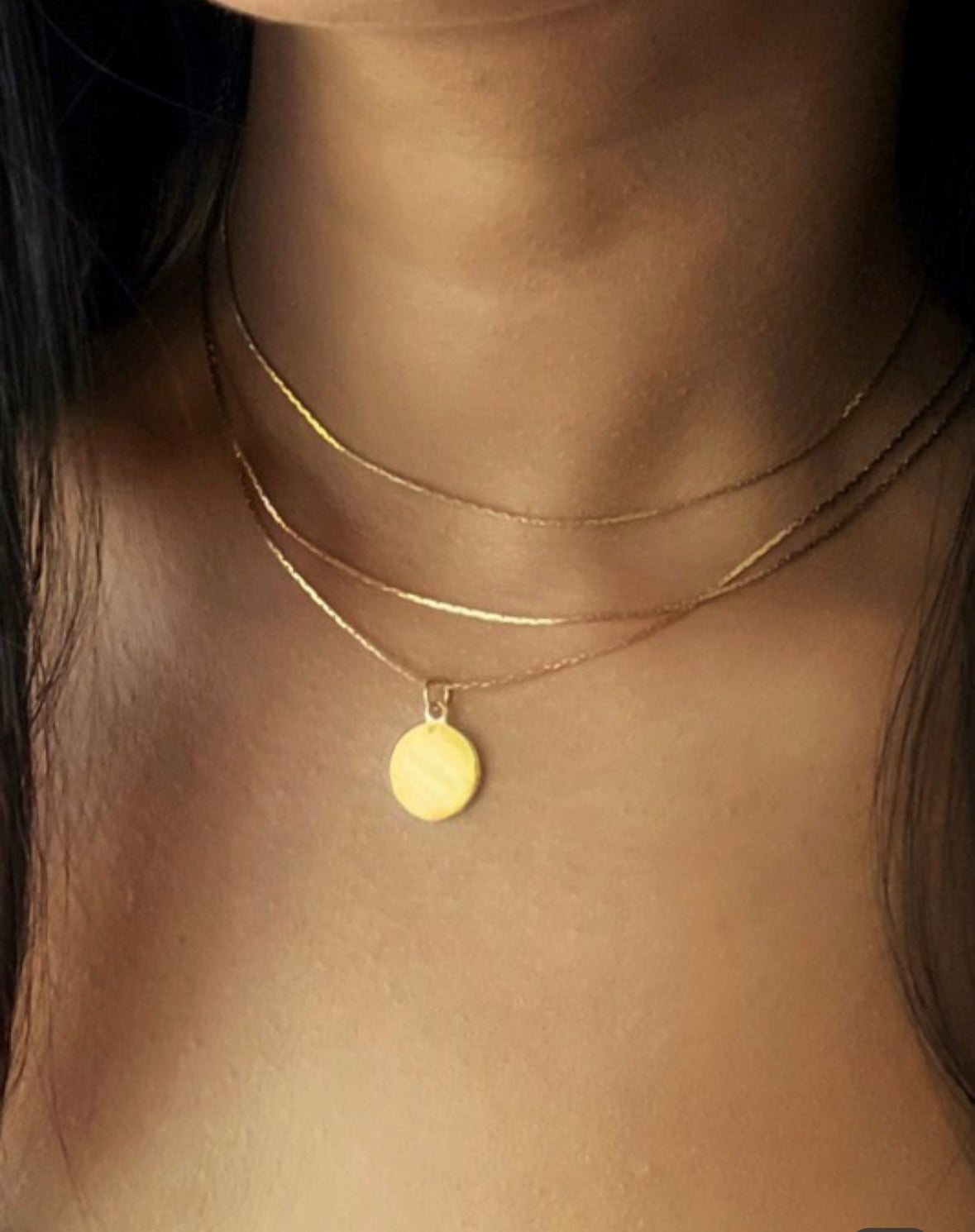 Gold Triple Chain Choker Necklace