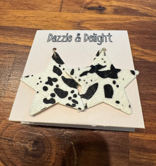 Dazzle and Delight Faux Cowhide Star Earring