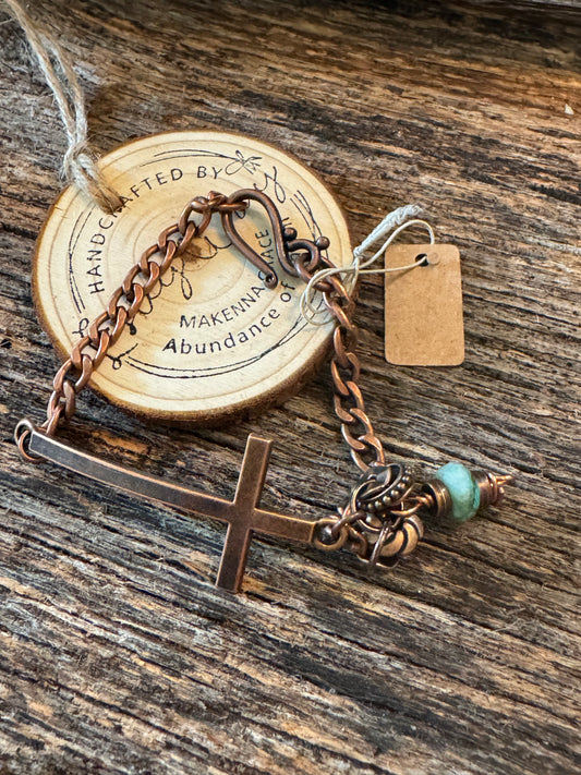 Copper Cross Toggle Bracelet