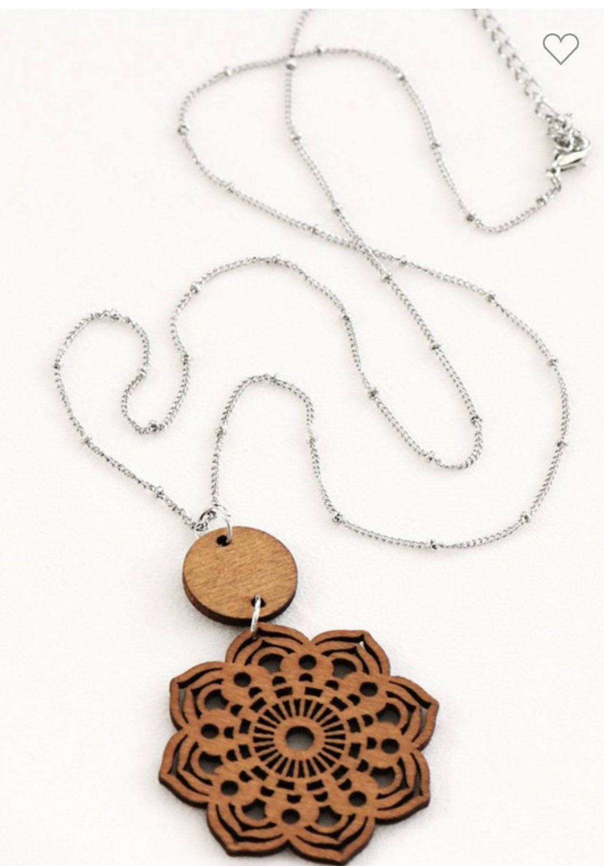 Wood Filigree drop Necklace