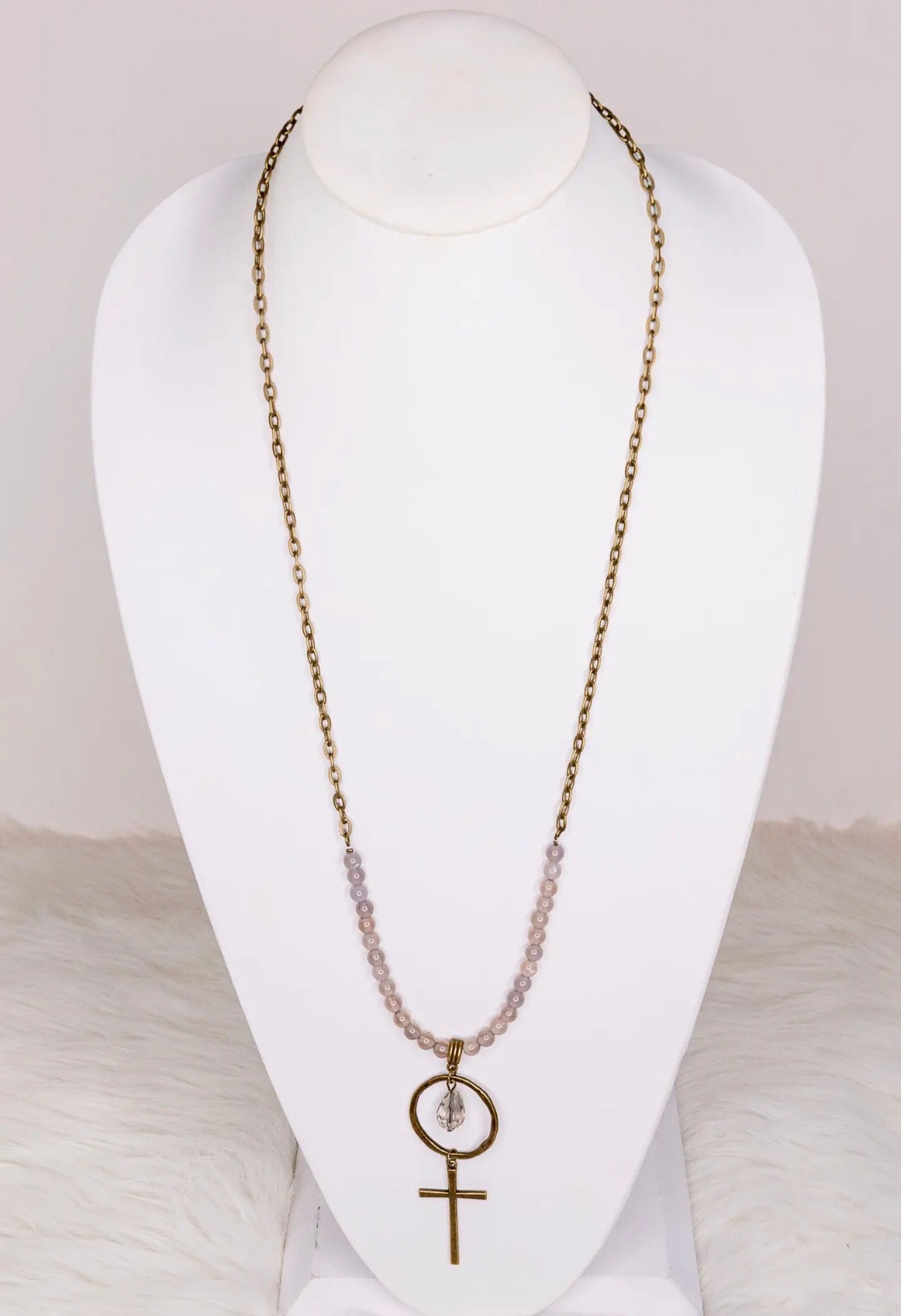 Gianna Crystal and Cross Necklace