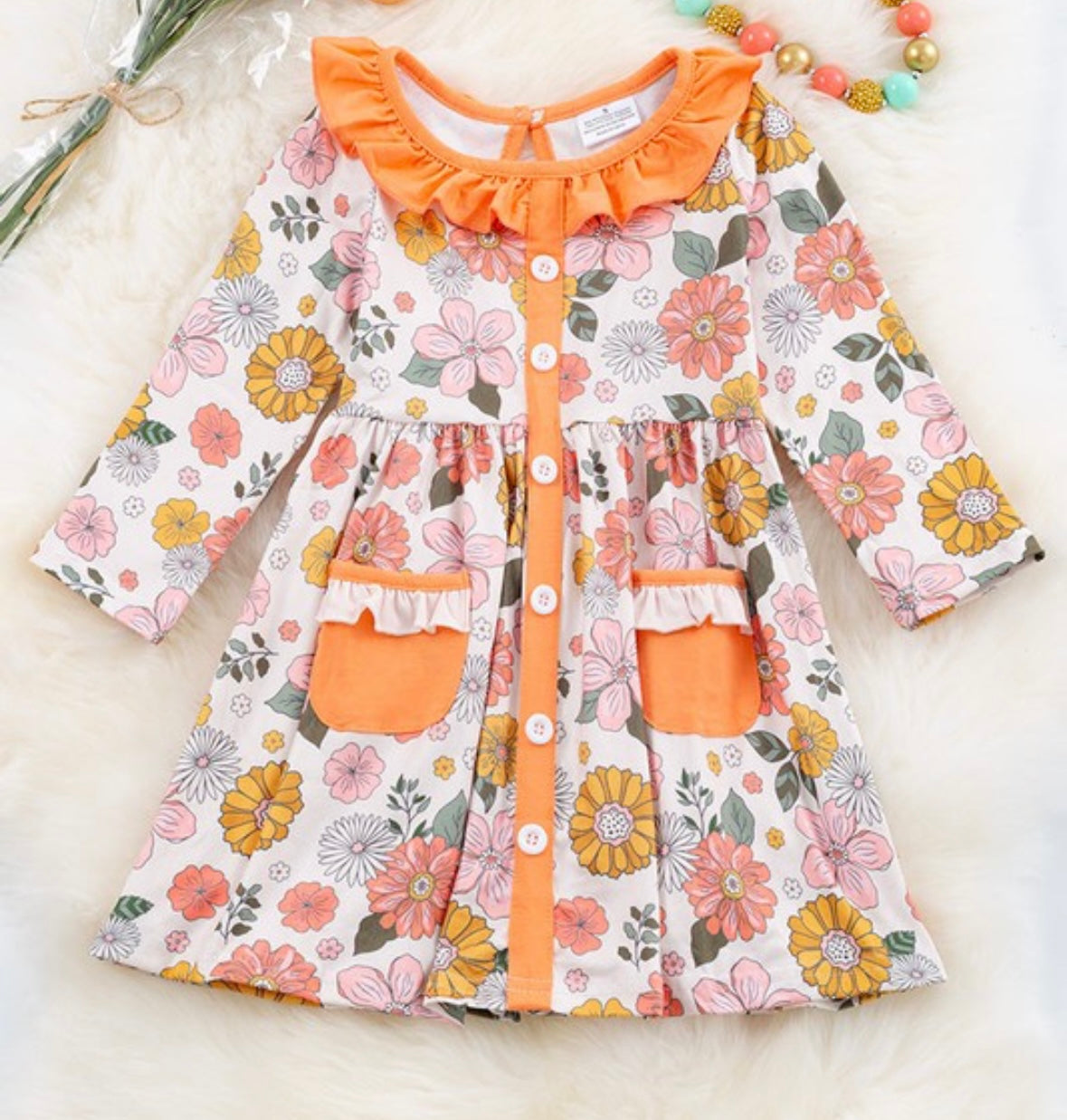 Little Girls Fall Floral Print Dress