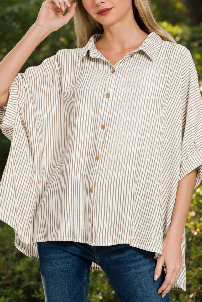 Billie Boxy Button Front Top
