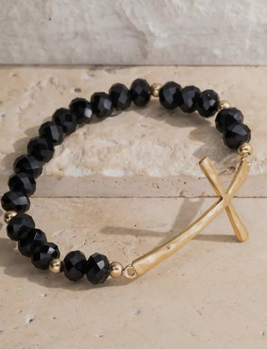 Hammered Metal Cross Bracelet