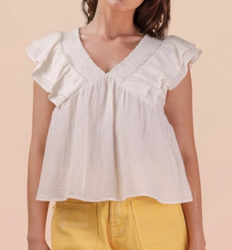 Ruffled Tie Back Top