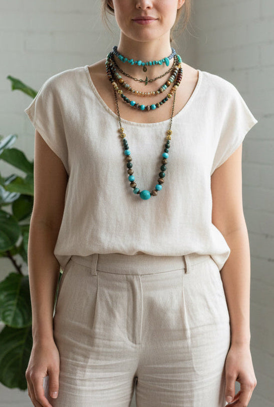 Tori Turquoise and Bead Necklace