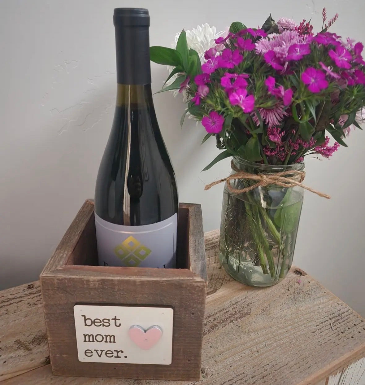 MOM Rustic Wooden Planter