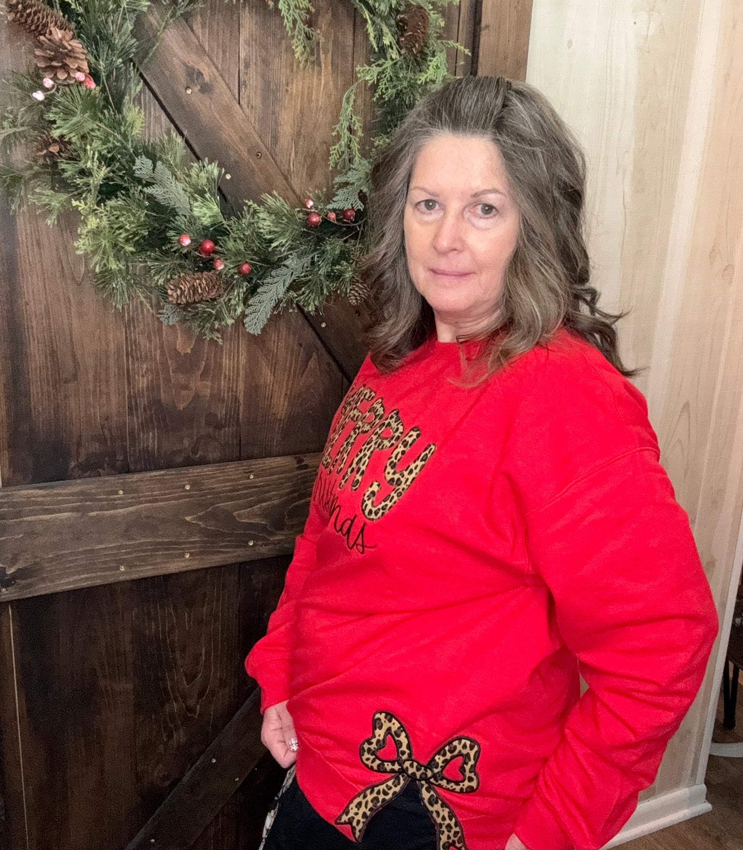 Sewing Memories Merry Christmas Cheetah Bow