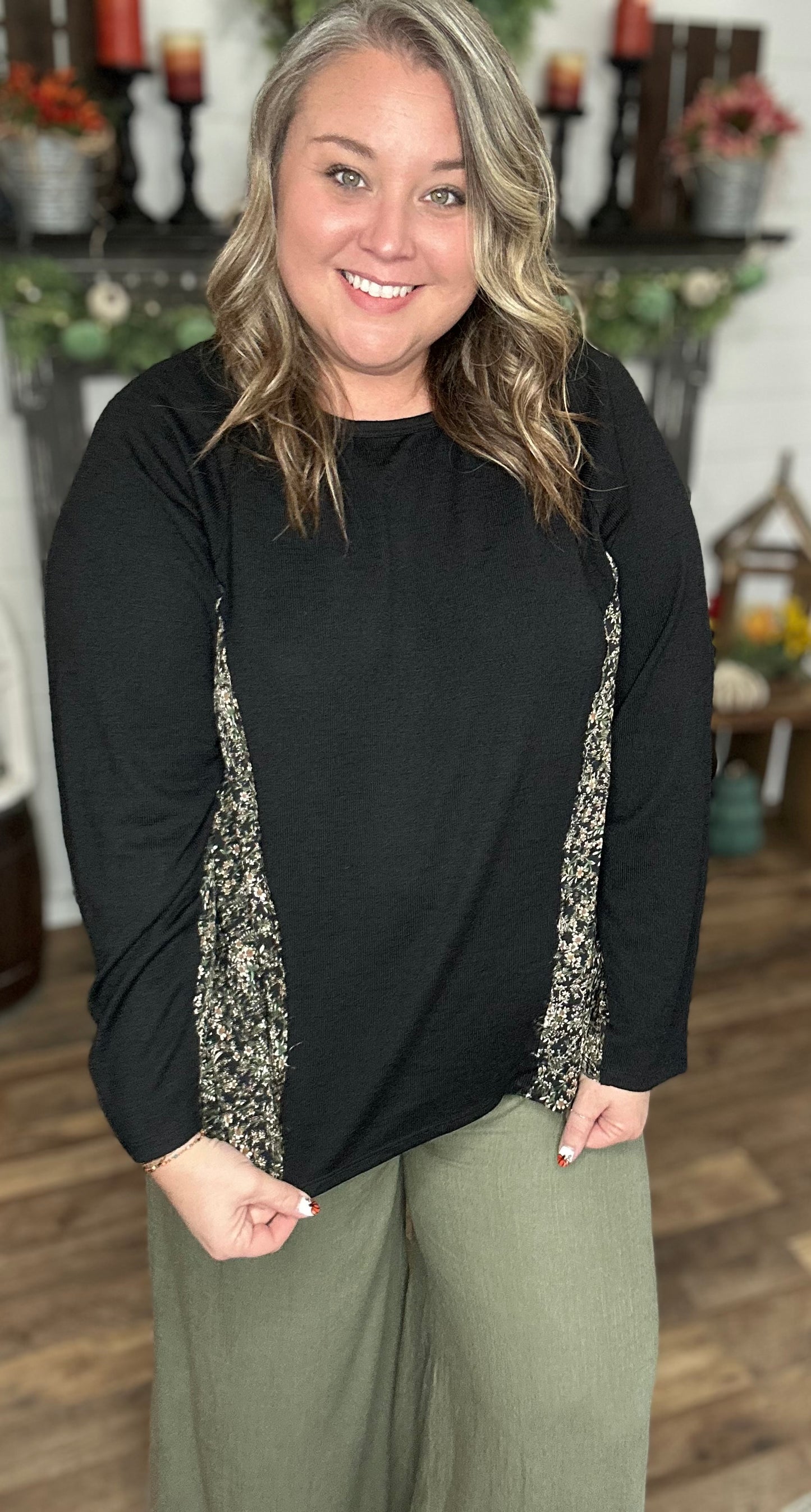 Sabrina Solid and Floral Top