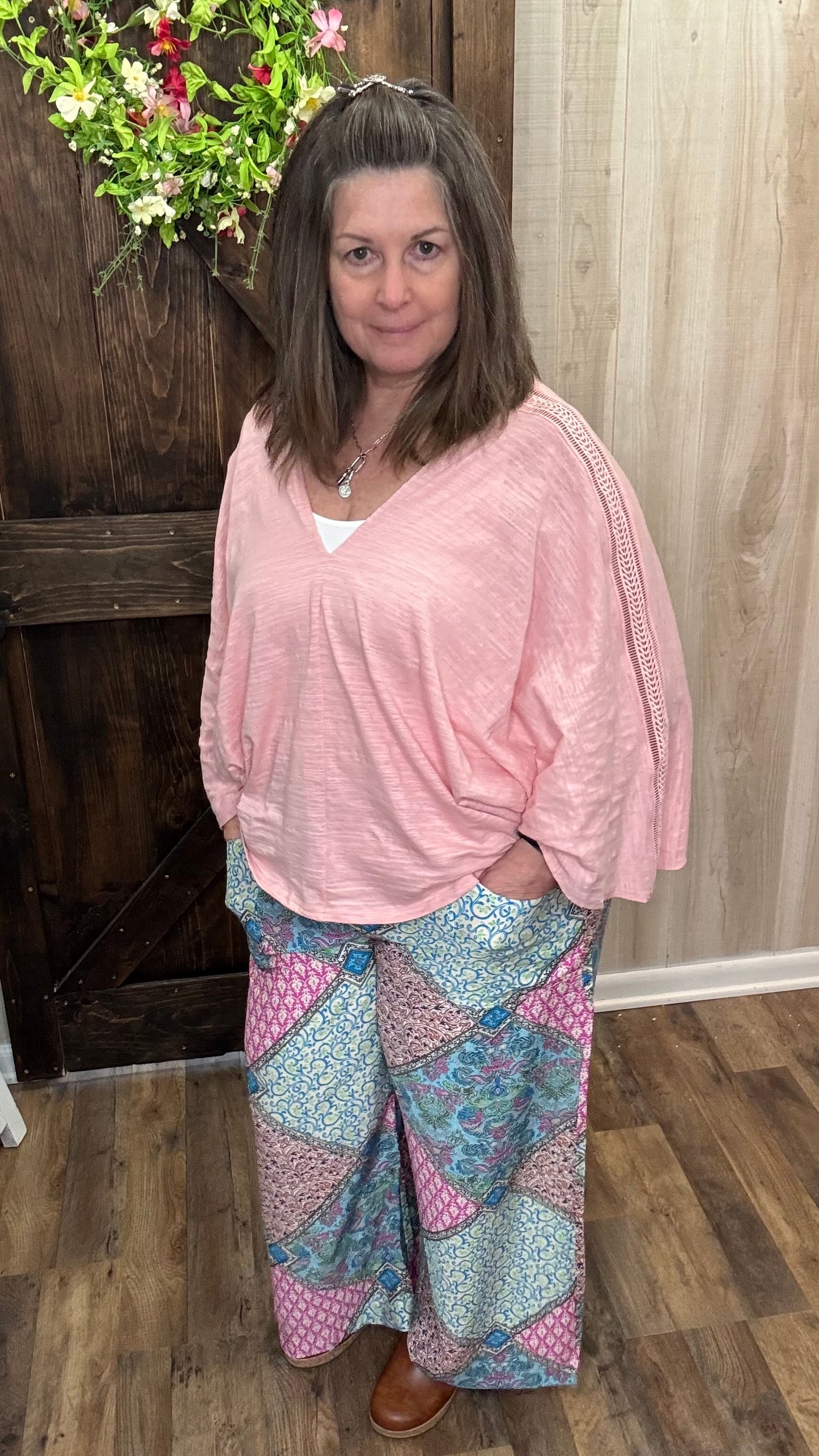 Pretty Patchwork Wide Leg Pants