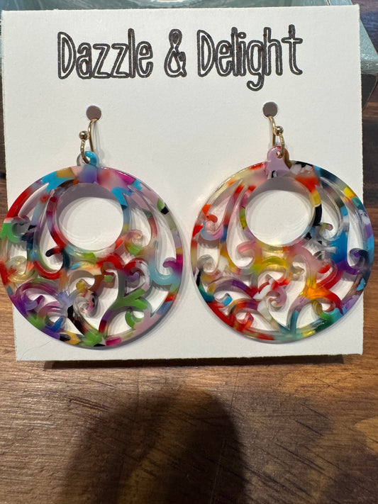 Dazzle and Delight Rainbow Filigree Earrings