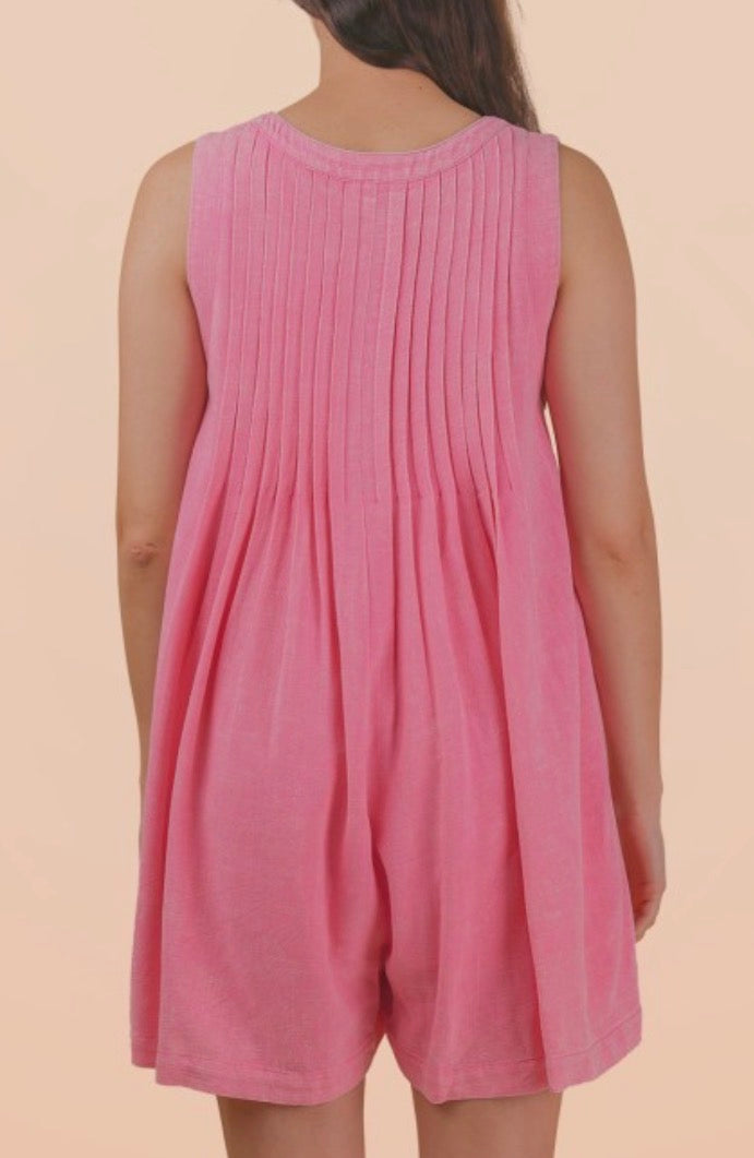 Pinky Pleated Romper