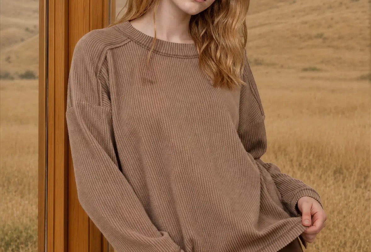 Rhonda Ribbed Long Sleeve Top