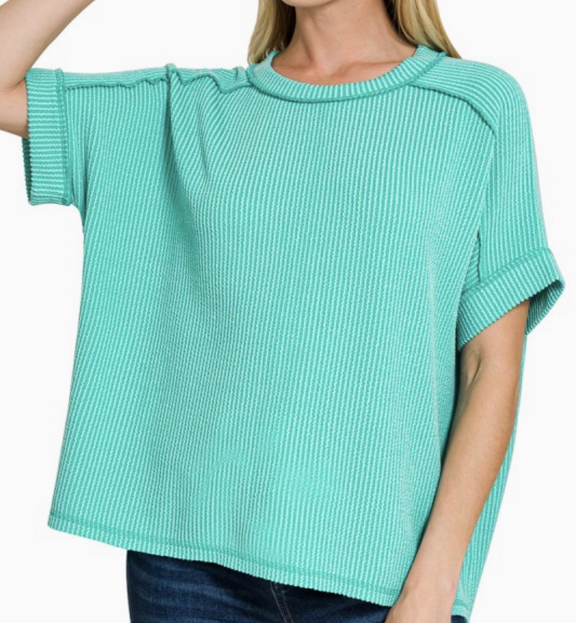 Rosa Ribbed Raw Edge Top